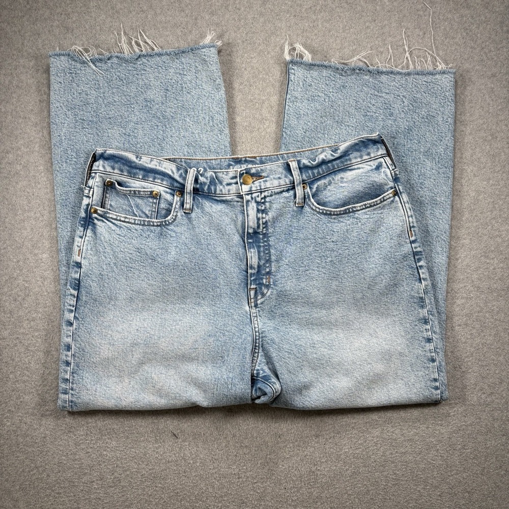 J Crew Slim Wide Leg Distressed Light Blue Denim‎ Jeans Womens Size 36x26